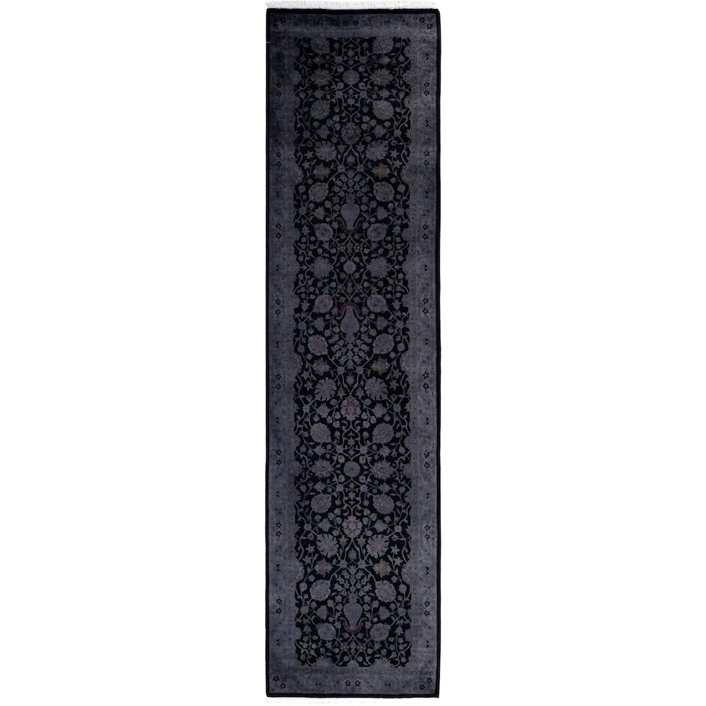 Overdyed One-of-a-Kind Hand-Knotted Area Rug - Black - 2' 7" x 10' 6"