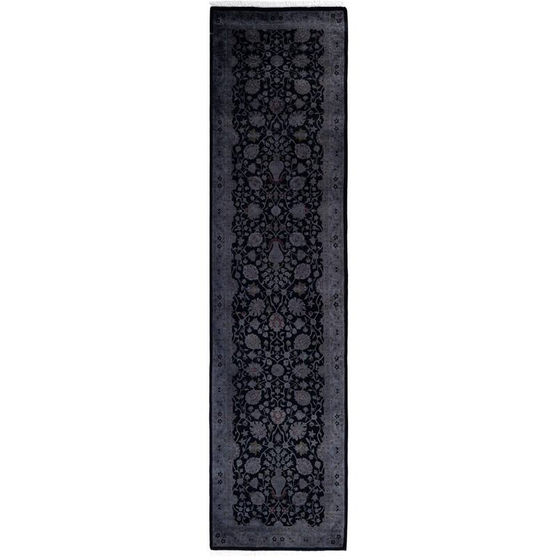 Overdyed One-of-a-Kind Hand-Knotted Area Rug - Black - 2' 7" x 10' 6"