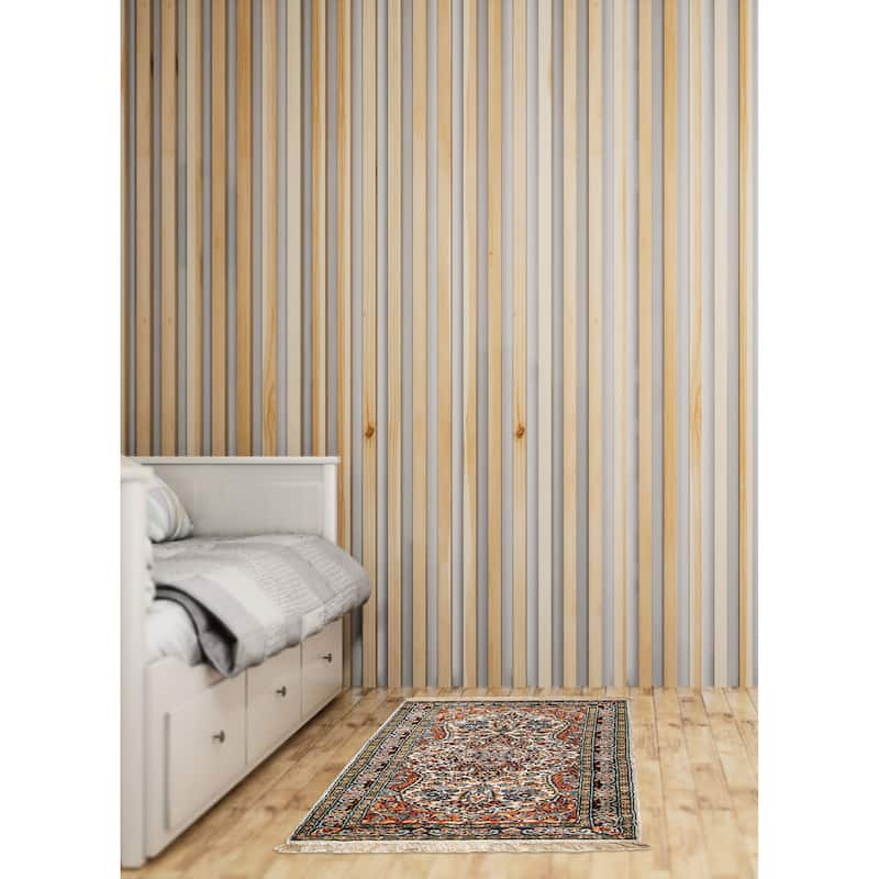 ECARPETGALLERY Hand-knotted Kashmir Cream Viscose Rug - 1'8 x 3'2