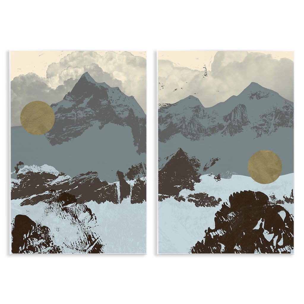 Stupell Mountain Range Textures over Abstract Color Pop 2pc Multi Piece Wood Wall Art Set,10 x 15