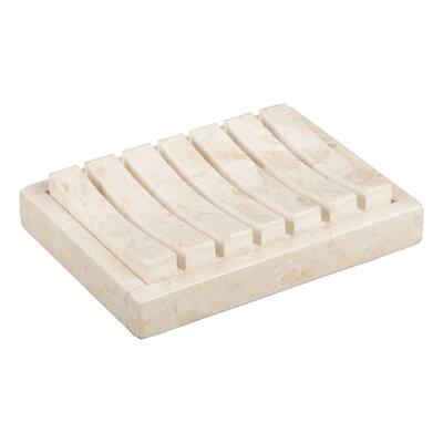 Creative Home Spa Collection Champagne Marble 2 Pieces Soap Dish, Soap Tray, Soap Holder - Beige