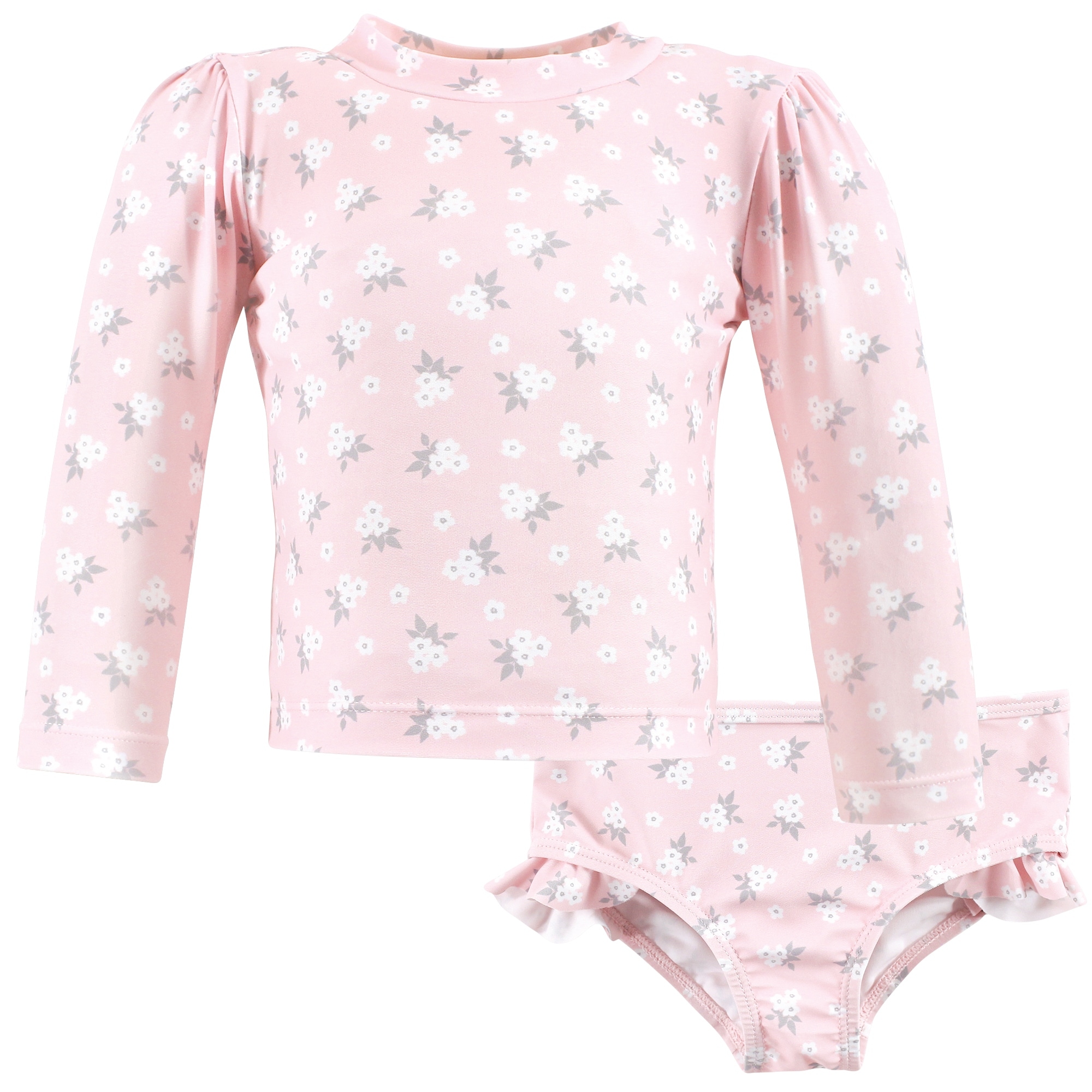 Hudson Baby Girls Swim Rashguard Set, Dainty Flower Pink