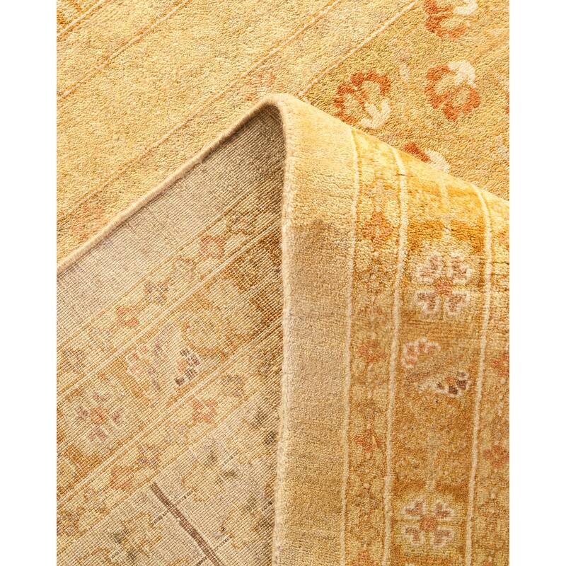 Overton Hand Knotted Wool Vintage Inspired Traditional Mogul Ivory Area Rug - 9' 2" x 13' 5"