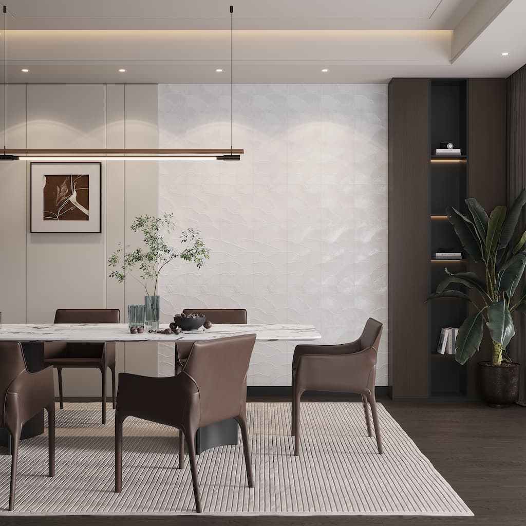 Terrain 12x36 Off-White Ceramic Large Format Ginkgo leaf Wall Tile (11.63 sq ft/case) - 4 Pack