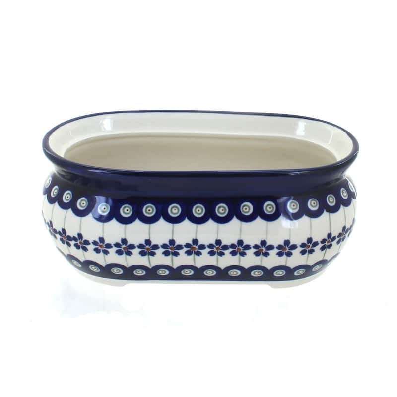 Blue Rose Polish Pottery 773 Zaklady Small Planter - Flowering Peacock
