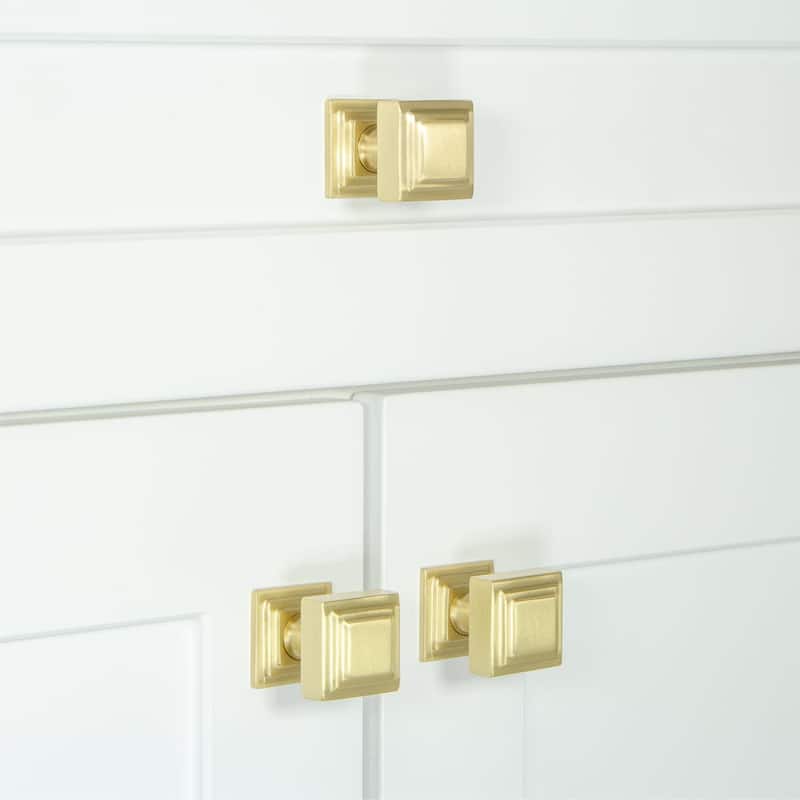 Grandeur CARR-BRASS-KNOB-CARR Carre 1-1/4" Solid Metal Stepped Square