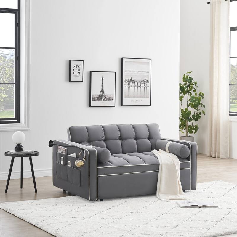 Velvet Convertible Sleeper Sofa Bed