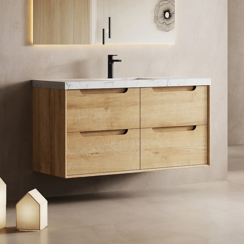 Prismis 36" 48" Wall-Mount Premium Bathroom Vanity with Upgraded Top