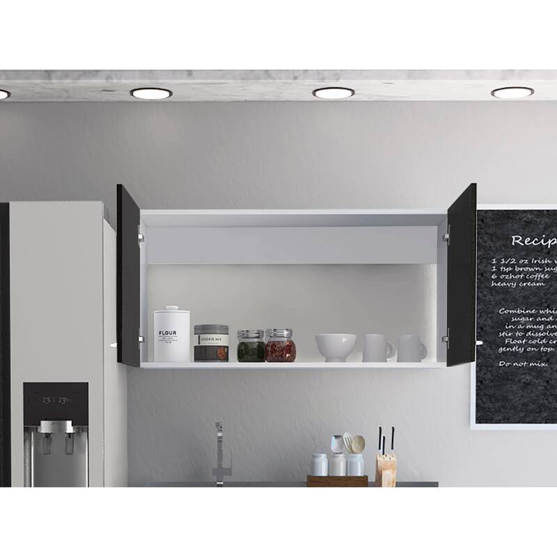 Wall Cabinet Toran, Two Shelves, Double Door, Black Wengue Finish,High quality and durable - Brown