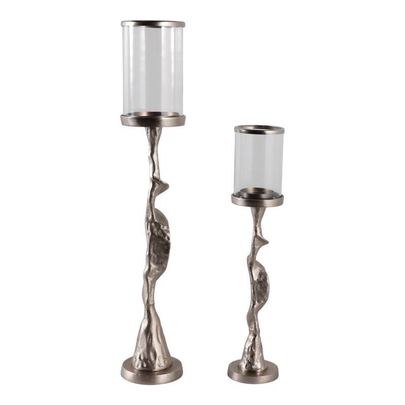 Metal Candle Holder Tabletop Sculptural Base (Set of 2) - 30" Silver - 29.5"