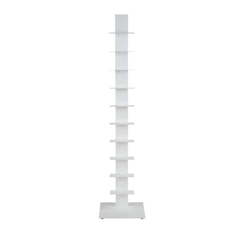 HomeRoots 60" Dark Gray Metal Ten Shelf Modern Tower Bookcase - 13.78" W x 59.85" H x 13.78" D