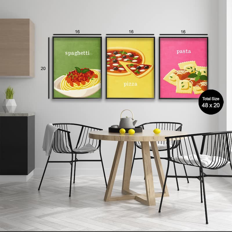 Stupell Italian Cuisine Meals Framed Giclee Art Design By Kim Allen (Set of 3)