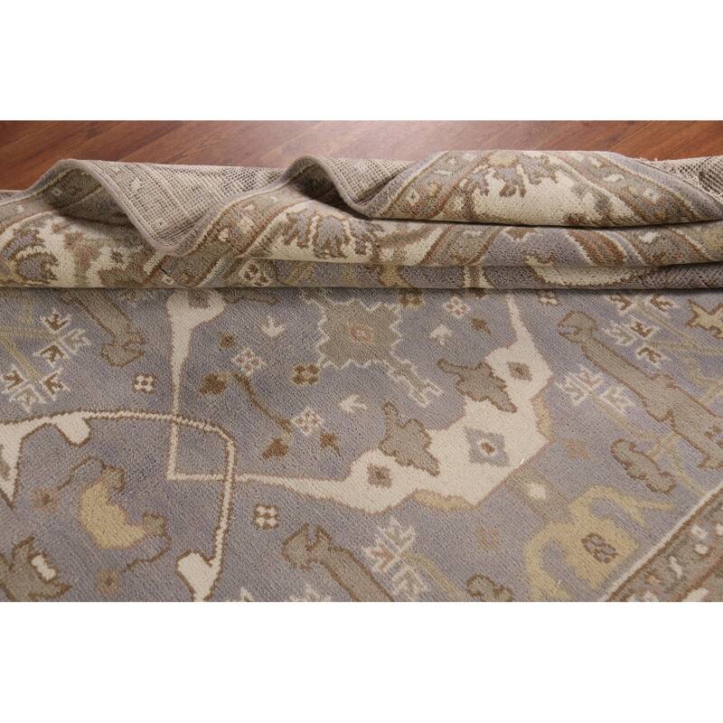 Silver Gray Oushak Indian Area Rug Handmade Wool Carpet - 6'0"x 8'10"