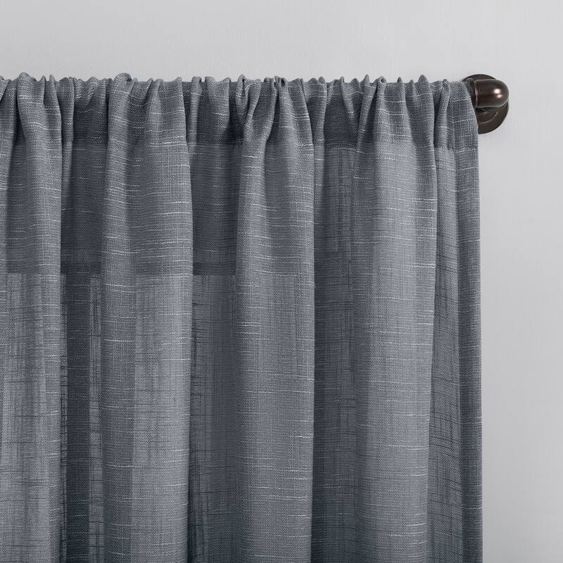 Clean Window Basketweave Anti-Dust Semi-Sheer Curtain Panel, Single Panel