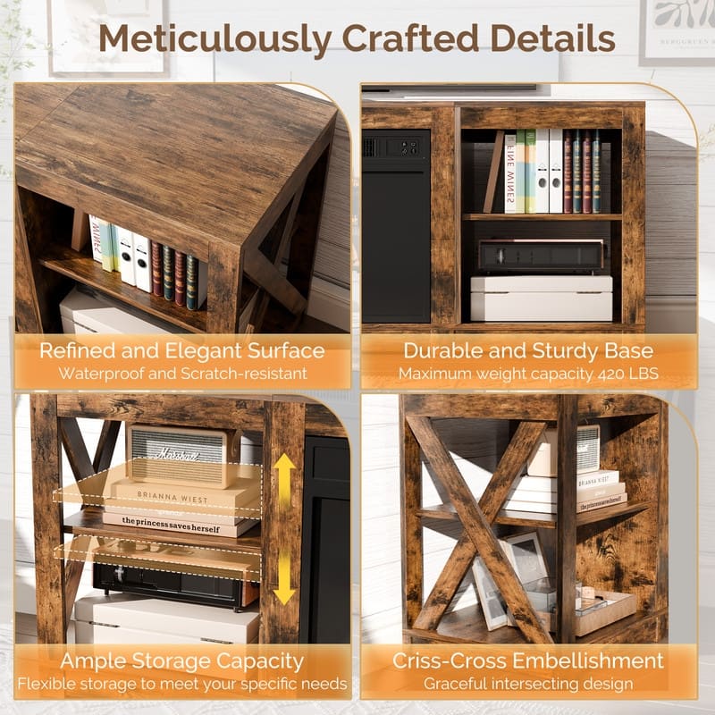 TV Stand with Optional Fireplace for TVs up to 70in Farmhouse Entertainment Center with Adjustable Shelves