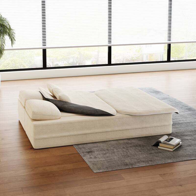 75''2-in-1 Foldable Sofa,Convertible Sleeper Foam Sofa Bed with Multi Functional Blanket, Floor Sofa Lounge Sofa