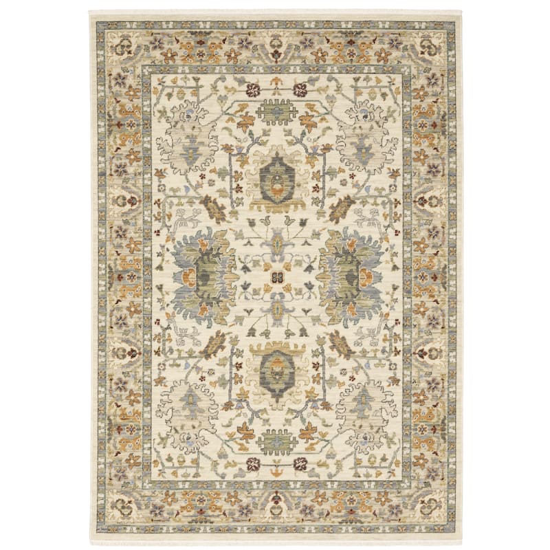 Style Haven Lawson Traditional Persian Indoor Wool Fringe Edge Area Rug - 3' 3" x 5' - Ivory/ Multi - Rectangle