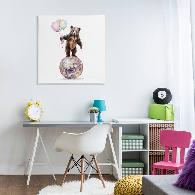 Stupell Bear & Balloons Disco Canvas Wall Art Design By Amanda Greenwood