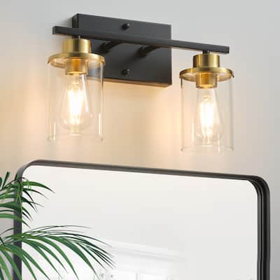 Starsky 2-Lights Modern Dimmable Bathroom Vanity Light with Glass Shade