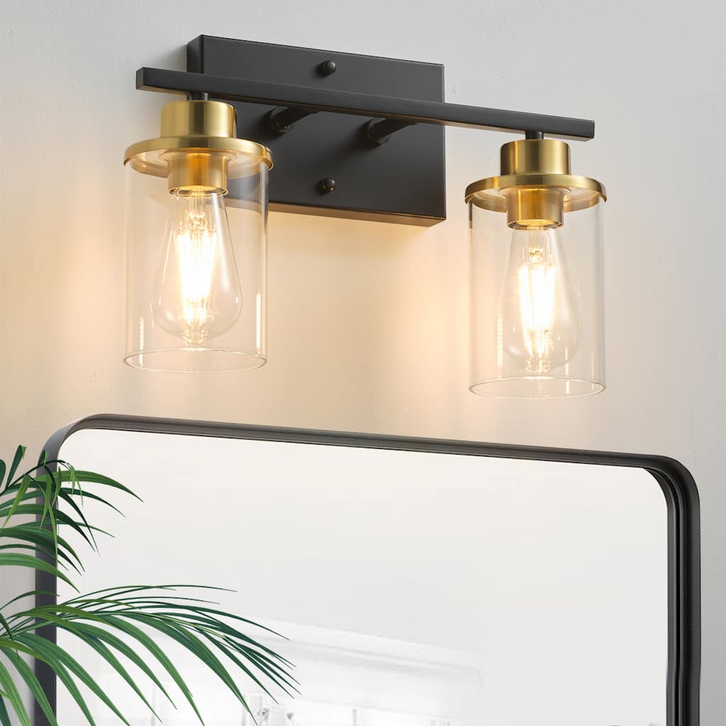Starsky 2-Lights Modern Dimmable Bathroom Vanity Light with Glass Shade