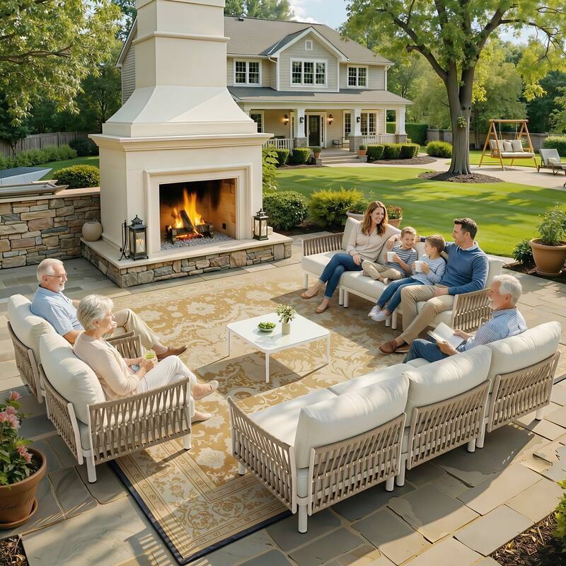 Outdoor Patio Aluminum PE Rattan Free Combination Sectional Sofa Conversation Seating Set