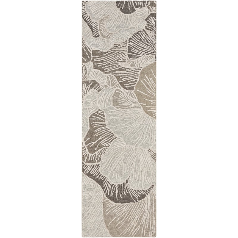 Nourison Avra Indoor only Floral Handmade Wool Area Rug - 2' 3" x 7' 6" - Grey