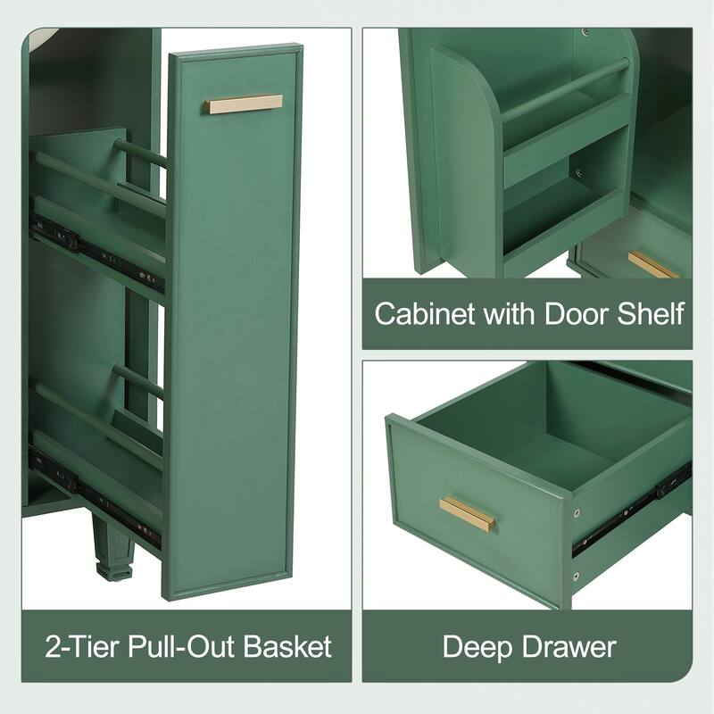 24" Bathroom Vanity with Sink, Door Shelf, Deep Drawer, 2-Tier Pull-Out Basket