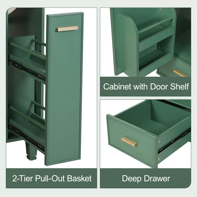 24"Bathroom Vanity with Sink, Bathroom Cabinet with Door Shelf, Deep Drawer, 2-Tier Pull-Out Basket, Solid Wood and MDF Board