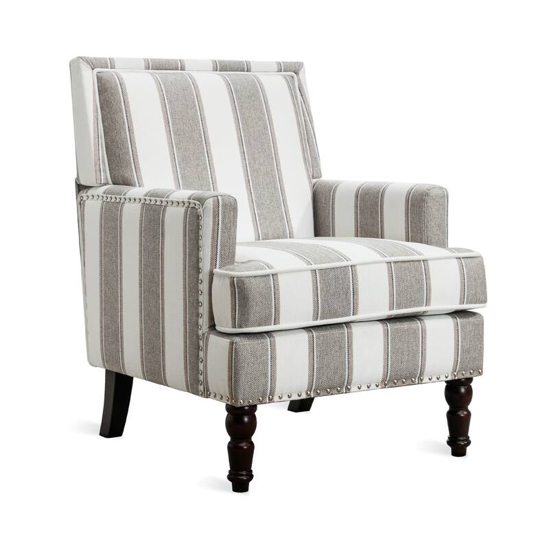 Modern Fabric Accent Chair with Upholstered Armrest Wooden Legs and Pillow for Living Room