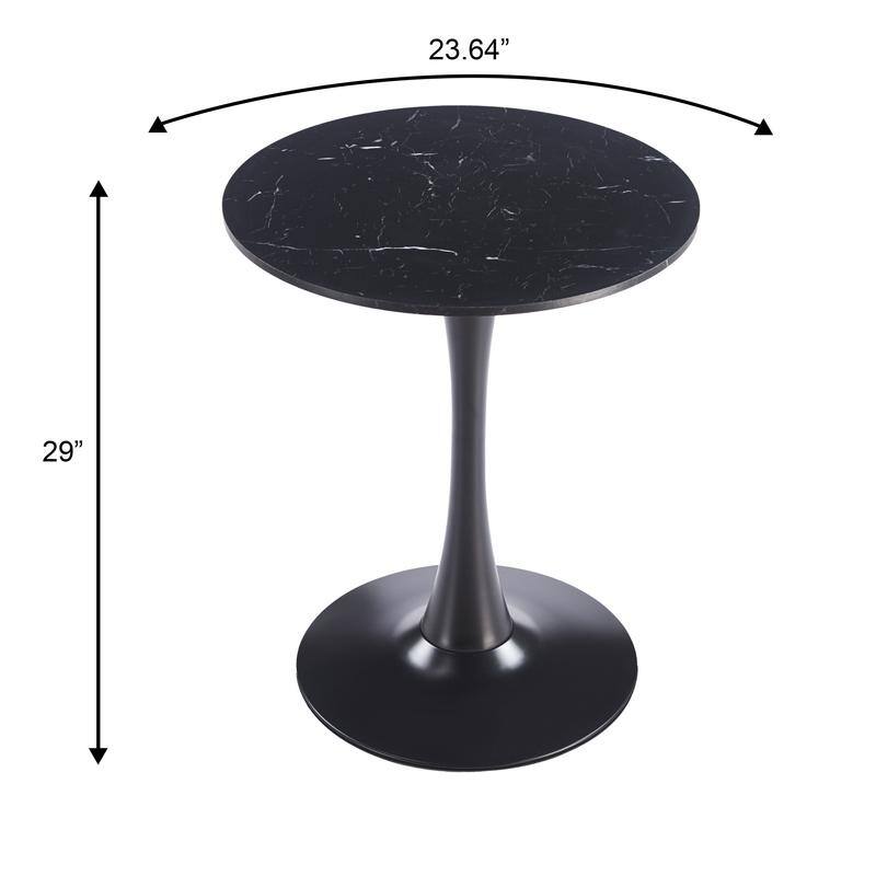 Bristol Modern Solid Wood Top Dining Table with Powder Coated Stainless Steel Pedestal Black Base for Home Kitchen or Restaurant