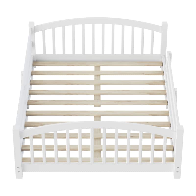 Solid Wood Floor Bed Montessori Bed with Safety Guardrails Without Door