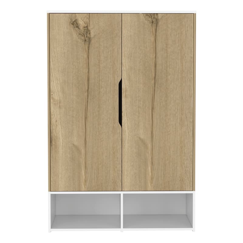 Rosie Armoire Two Door with Two Open Shelves, Five Shelves and Hanging Rod - N/A