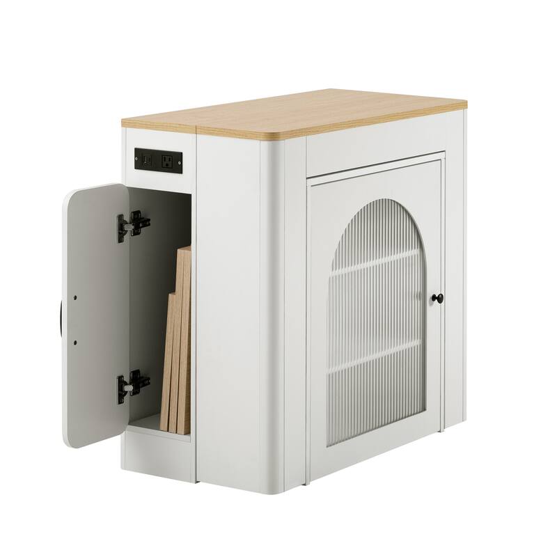 Roomfitters Extendable Dining Table, Mobile Kitchen Island, Rolling Storage Cabinet with Power Outlet