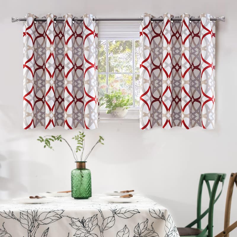 DriftAway Alexander Thermal Blackout Grommet Unlined Window Curtains - 52" width x 36 " length - Red