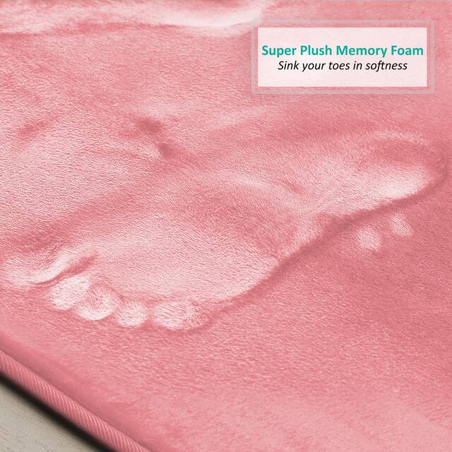 Clara Clark Ultra Soft Plush Bathroom Rug - Non-Slip, Velvet, Memory Foam Bath Mat - Set of 2