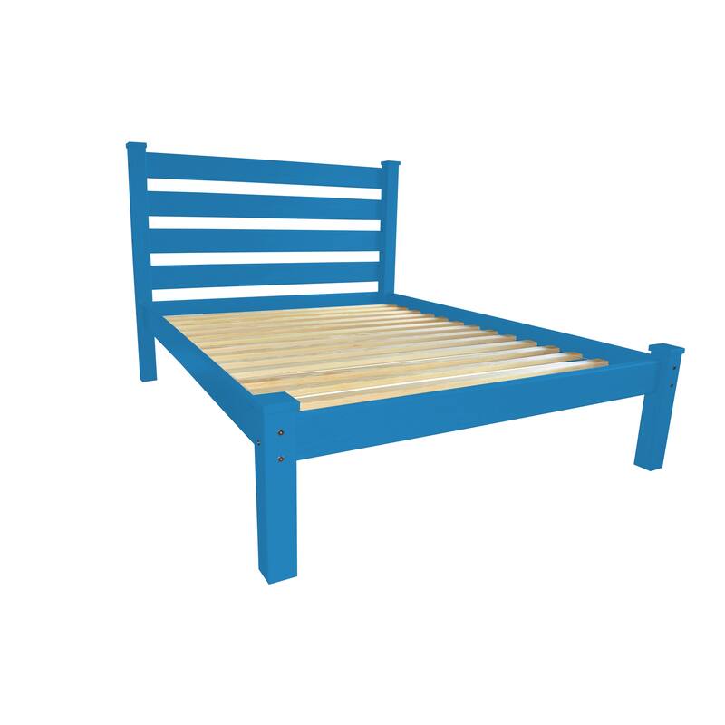 Homestead Unfinished Solid Pine Queen Platform Bed - CARIBBEAN BLUE