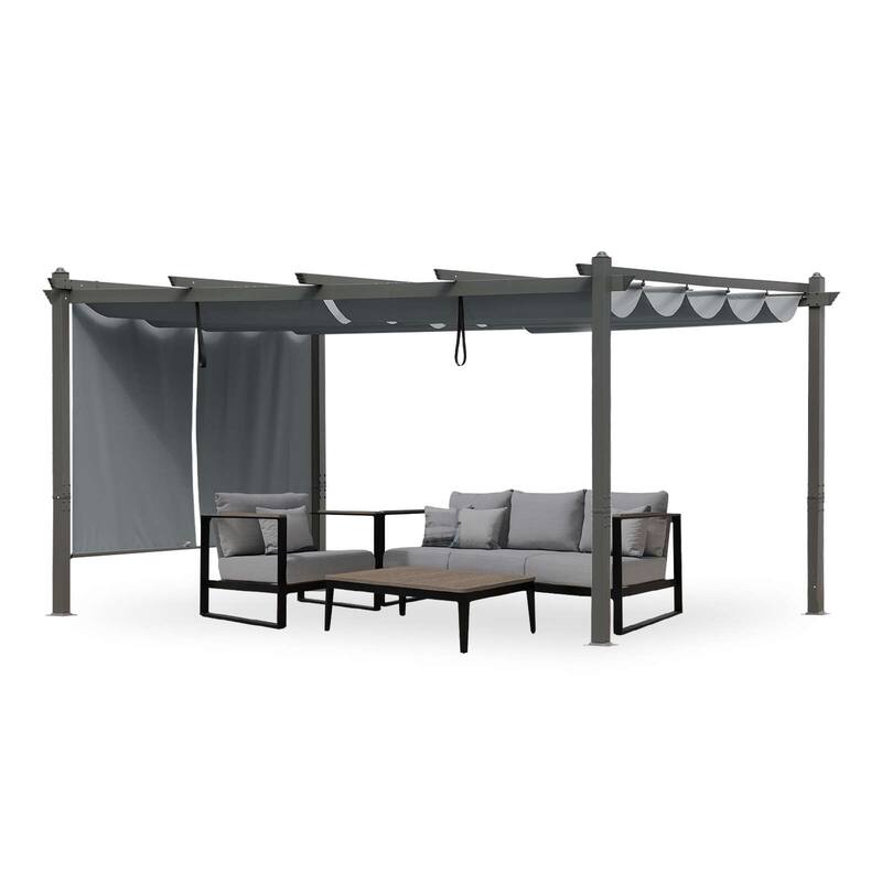 Aoodor 12' x 14' Outdoor Pergola with Aluminum Frame & Retractable Canopy