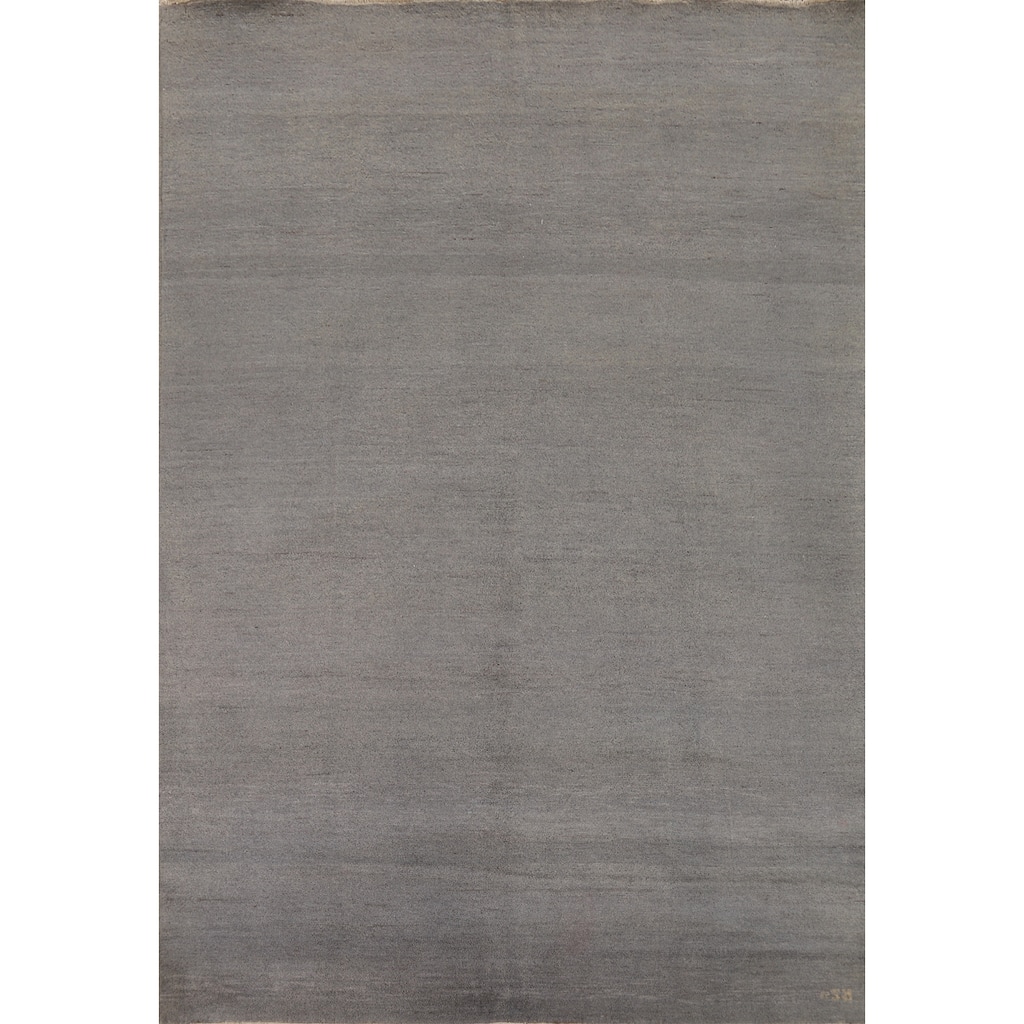 Modern Gray Gabbeh Oriental Area Rug Hand-Knotted Wool Carpet - 6'8" x 9'6"