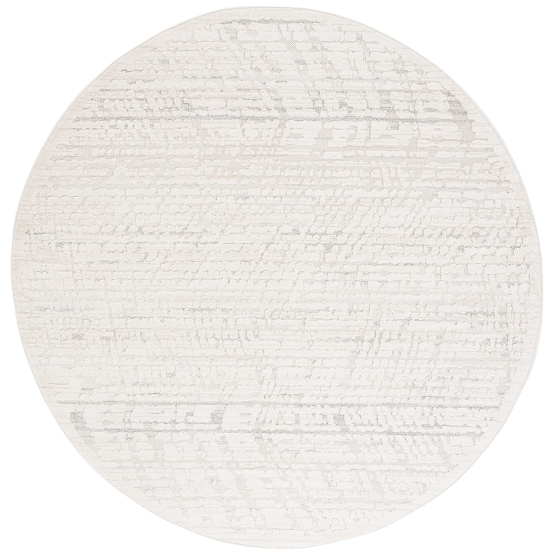 SAFAVIEH Elmhurst Lima Modern & Contemporary Rug - 6'7" Round - Ivory/Grey