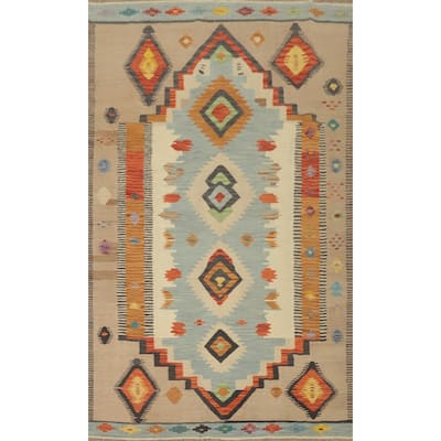 Hand Woven Southwestern Wool Multi-Colored Geometric Area Rug - 8' 0'' X 5' 0''