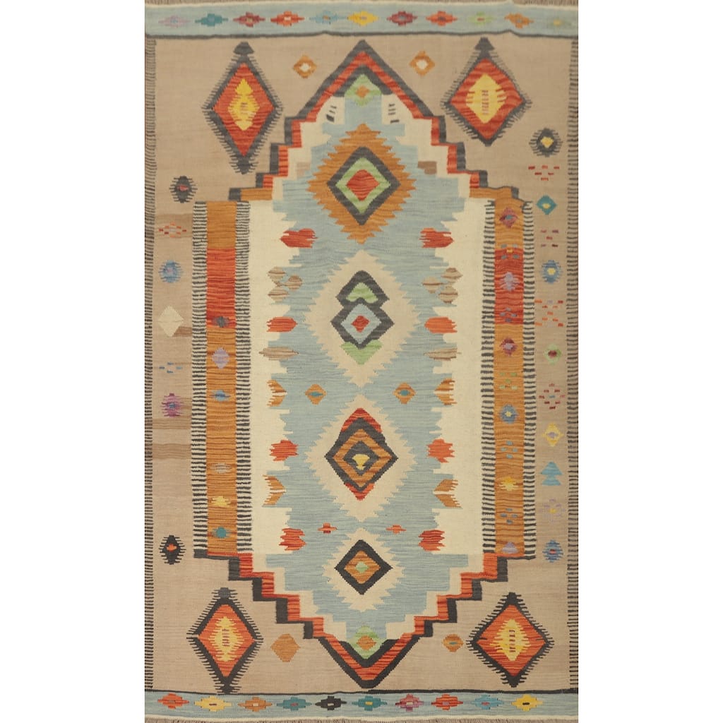Hand Woven Southwestern Wool Multi-Colored Geometric Area Rug - 8' 0'' X 5' 0''