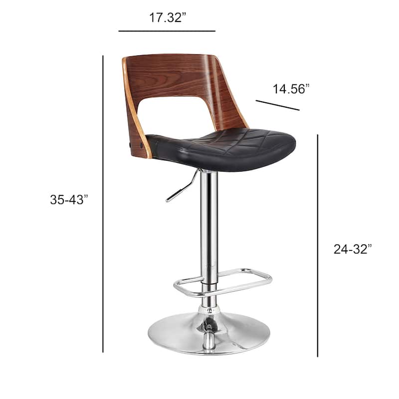 Mid Century Modern Wood/ Metal Adjustable Swivel Barstool