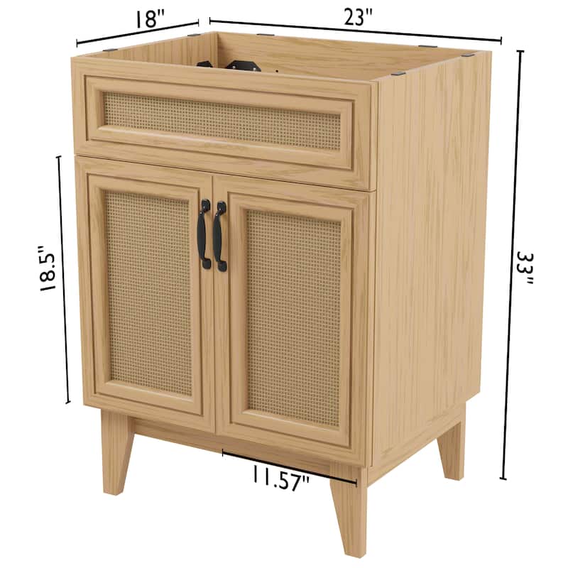 Ancillary Rattan Modern Farmhouse 2-Shelf Bath Vanity Cabinet Only (Sink Basin not Included), by JONATHAN Y