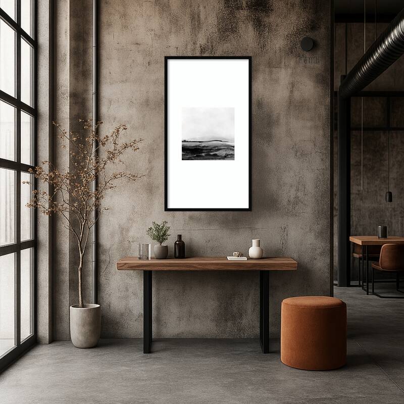 Mono Landscape No. 1 by Dan Hobday Wood Framed Wall Art Print - Svelte Noir Black