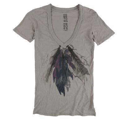 Hometown Heroes Womens Feathers Graphic T-Shirt,, Grey, X-Small