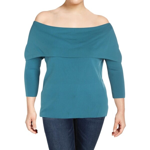 Karen Kane Womens Plus Pullover Top Shawl Collar 3/4 Sleeves - 1X