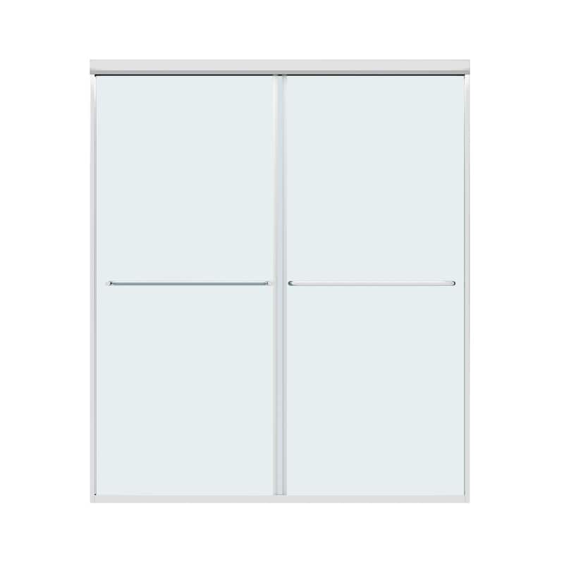 45''/54''W x 70'' H Glass Double Sliding Shower Door in Black/Chrome