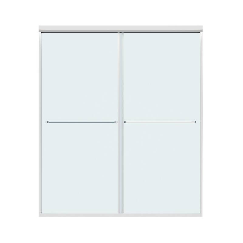 70'' H Glass Double Sliding Shower Door in Black/Chrome