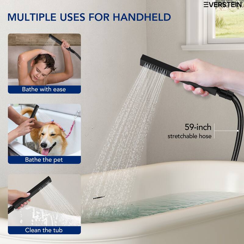 Floor Mount Freestanding Tub Filler with Handshower,Single Handle Bathtub Faucet