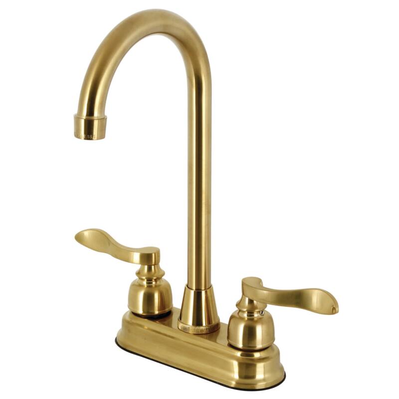 Kingston Brass Royale Deck Mounted Double Handle Bar Faucet with Metal - Brushed Brass